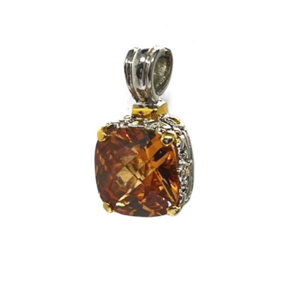Amber Cubic Zirconia Pendant - Picture 1 of 5